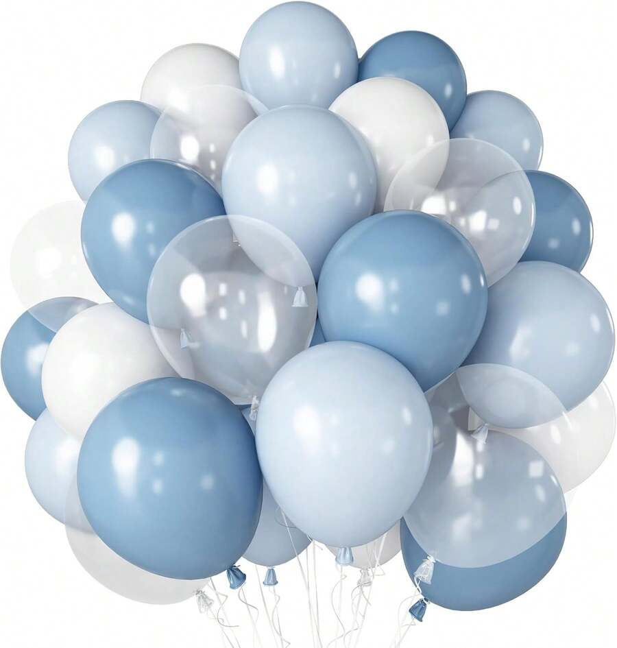 Globo azul polvoriento, globo azul blanco transparente de 12 pulgadas, azul macaron azul claro globos blancos mate con globos transparentes para fiesta de cumpleaños, boda, baby shower, decoraciones - Girasol amarillo - Ver 1