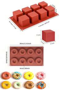 1 pieza Molde de silicona con 8 cavidades en forma de huevo de Pascua, moldes de 8 cavidades cuadradas/8 cavidades en forma de rosquilla/8 cavidades cilíndricas, suministros de repostería, adecuado para decoraciones de pasteles DIY, chocolate, caramelos, gelatina, pastelería, magdalenas, pan, cubitos de hielo, herramienta/accesorio especial de cocina para hornear - Multicolor - Ver 6