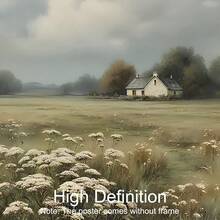 一套一幅乡村农舍草地帆布墙画 | 田园风田园风景画 | 充满意境的野花画，适用于客厅卧室，无框/有框 - A - 查看 5