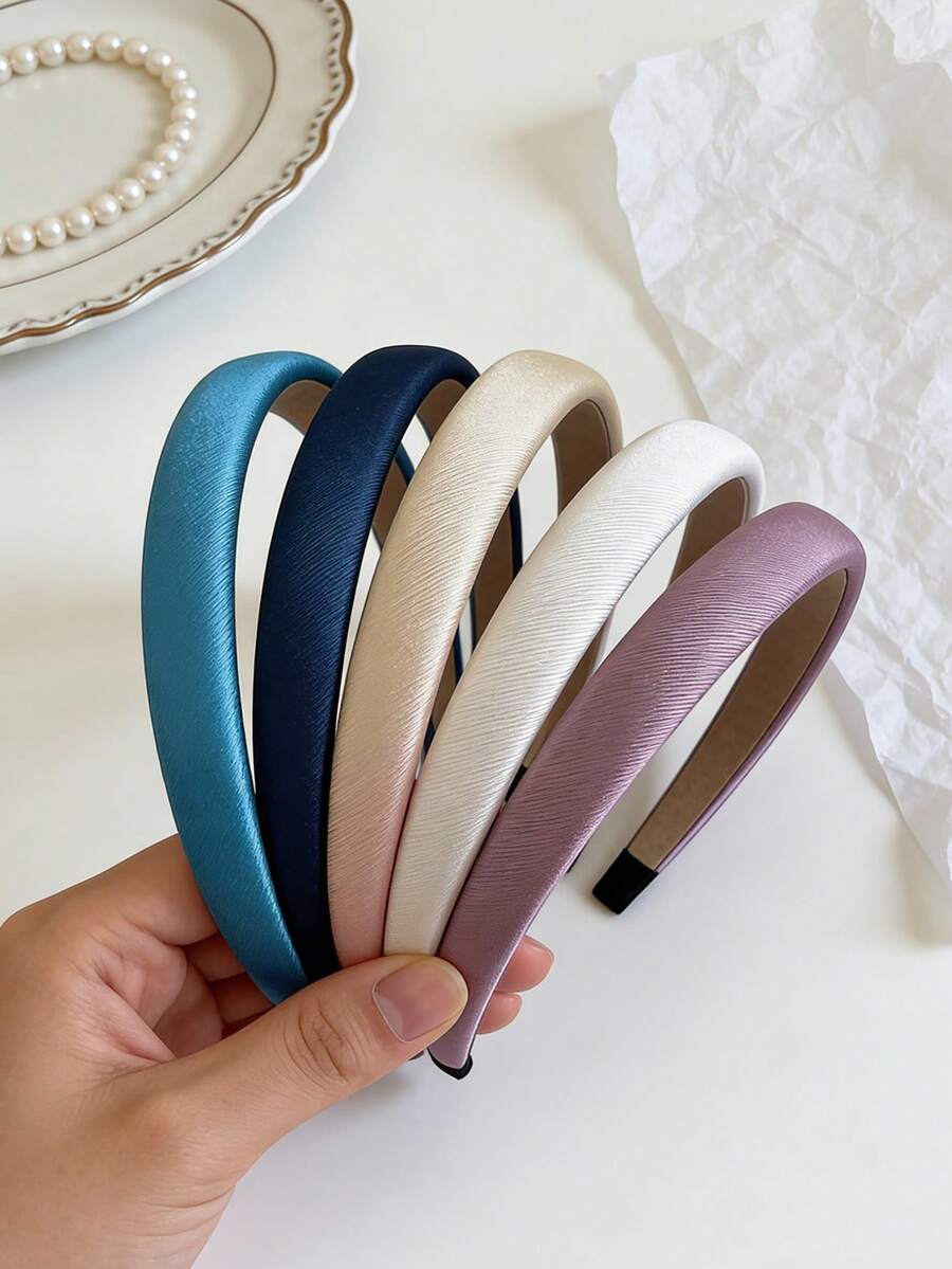 1件缎面亮珍珠发箍，优雅高冠防滑发箍，女士款 - 彩色 - 查看 1
