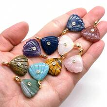 Mặt dây chuyền hình vỏ sò bằng đá pha lê tự nhiên đính zirconia, đá thạch anh tím, đá mắt hổ, đá mã não được chạm khắc tinh xảo, thích hợp để làm trang sức, bán sỉ dây chuyền, dễ thương. - Cục đá - Xem 6