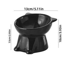 1 Piece - Elegant Black/Pure White Elevated Cat And Dog Bowl 15° Tilted – Anti-Vomiting Elevated Pet Feeding Bowl, Designed To Protect The Cervical Spine And Spine, With A Non-Slip Wide Base, Made Of Durable Plastic Material, Suitable For Cats And Small Dogs, Compatible With Both Wet And Dry Food, A Practical Pet Gift - 黑色 - 查看 6