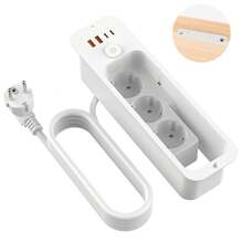 HITRENDS Hidden Desktop Fast Charging Station | 7-In-1 Embedded Power Strip | PD20W + QC15W | 3 AC Outlets + 4 USB Ports | Dust Cover | Flame Retardant PC Shell | 1.8M Cable | Essential For Kitchen, Bedroom, Office - EU E Type Plug(220-240V) - View 14