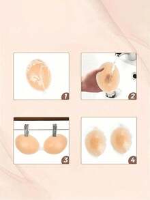 1pair Strapless Invisible Adhesive Bra, Women Silicone Push-Up Backless Breast Lift Sticky Bra For Wedding Dress/Evening Party/Club - C - 查看 7