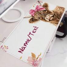 1pc Customizable Highland Cow XXL Extended Gaming Mouse Pad, Pink Bow, Large Desk Mat, Non-Slip Rubber Base, Precision Stitched Edge, Washable, Suitable For Home/Office/Gaming, Cute Pet Design, Great For Animal Lovers, Gamers, Graduation/Birthday/Mother's Day Gift For Girlfriend/Best Friend - Multicolor - View 4