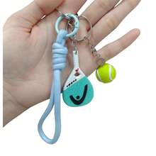 Móc khóa hình vợt tennis mini, thiết kế vợt tennis unisex, thích hợp làm phụ kiện túi xách cho xe hơi, ví và ba lô, món quà tuyệt vời cho các dịp lễ. - Nhiều màu - Xem 7