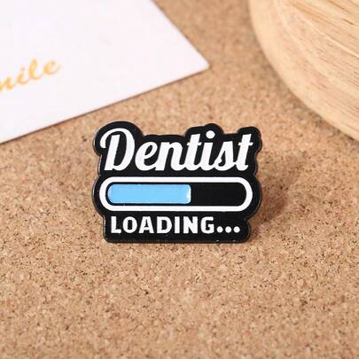 Cartoon Dentist English Brooch, Creative Metal Badge Decoration, Backpack Clothes Pants Accessories, Ins Style