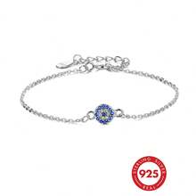 1pc Adjustable 925 Sterling Silver Evil Eye Bracelet, Unisex Jewelry - RS0133 - View 2