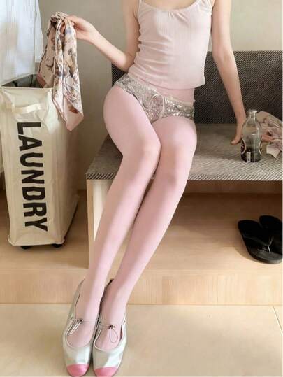 1 đôi quần legging nữ màu hồng đậm xuyên thấu - Quần tất co giãn dự tiệc, trang phục câu lạc bộ phong cách Y2K, các dịp trang trọng - Giúp đôi chân gợi cảm quyến rũ, phù hợp cho các buổi tối đi chơi và những dịp đặc biệt, trang phục ban đêm, thời trang, vừa vặn thoải mái.