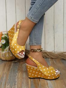2026 Summer New Women Woven Straw Wedge Sandals, Strap Thick Bottom Roman Shoes, Bohemian Open Toe Platform Heeled Slippers, Beach Holiday Versatile High Heel Slides, Peep-Toe Super High Heels, Available In Size 35-42 - Yellow - View 4