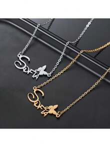 Customized Fashionable Cute Name Butterfly Pendant Necklace - Suitable For Daily Life And Holidays - Multicolor - View 2
