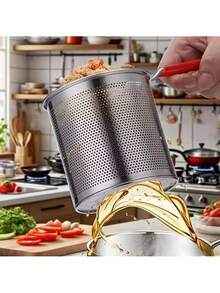 1 Set Stainless Steel Mini Deep Fryer With Basket, Suitable For Fries, Chicken, Snacks, Office, Picnic, Multifunctional Small Pot For Small Spaces, Japanese-Style Fish & Fries Kitchen Accessory, Durable And Easy To Clean, Ideal For Home Cooking And Frying Enthusiasts, Stylish Fried Chicken Pot - A - View 7