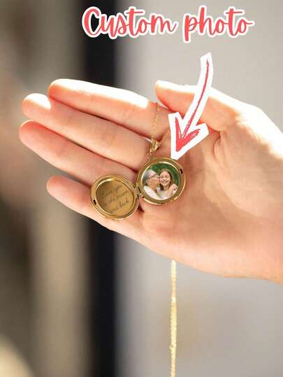 Dây chuyền ảnh cá nhân hóa, Dây chuyền ảnh tùy chỉnh, Quà tặng cho mẹ, Mặt dây chuyền phong cách Hip Hop đính đá Cubic Zirconia, Quà tặng trang sức kỷ niệm, Quà sinh nhật