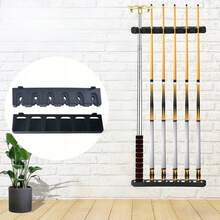 Pool Cue Rack Wall Mounted Hanging 6 Cues Stick Holder Stand Snooker Organizer - Black - View 1