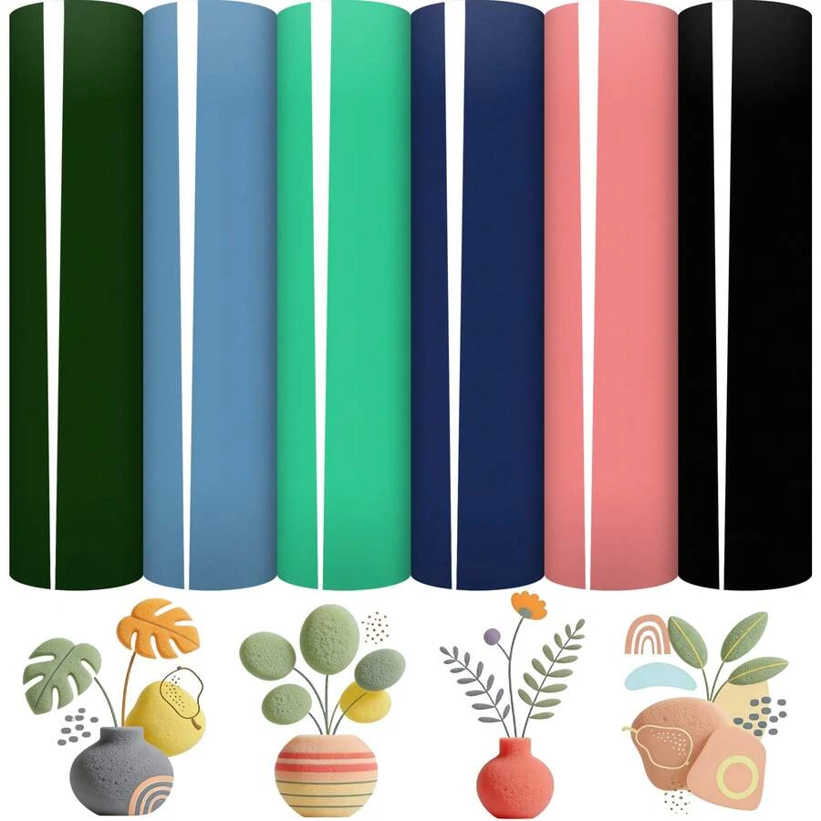 6pcs 12x10 Inch 3D Textured Heat Transfer Vinyl, Suitable For T-Shirts, Hoodies, Hats And Other 3D Embossed Heat Press Projects, Easy To Operate Dimensional Heat Transfer Film - Mixed Colors - View 1