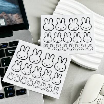 MIFFY 2 件装米菲兔可爱 3D 贴纸套装，多种兔子造型饰品吊坠贴纸，时尚可爱 DIY 装饰贴纸，适合青少年、成人、笔记本电脑和手机壳，是米菲兔粉丝和贴纸收藏家度假的理想礼物