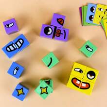 Face Changing Magic Cube Game, Face Changing Building Blocks Game, Expression Matching Building Blocks Puzzle, Building Blocks Puzzle Toys, Family Game - Multicolor - View 10