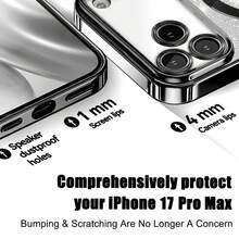 Hadaasi 1pc Black Electroplated Magnetic Gradient Rhinestone Paper Brushed Space Case With Built-In Lens Protector Film, 2-In-1 Ultra-Thin Phone Case Compatible With Apple 17E/17Pro/17ProMax/Air/17/16Pro/16ProMax/16Plus/16/15Pro/15ProMax/15Plus/15/14Pro/14ProMax/14Plus/14/13Pro/13ProMax/13/12Pro/12ProMax/12/11ProMax/11/11Pro - Black - View 7