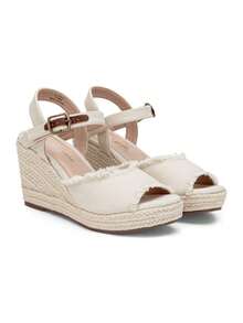 Plataformas y sandalias de cuña para mujer - Beis - Ver 4