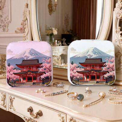 Hộp đựng trang sức thiết kế hình hoa anh đào, thích hợp để trên bàn làm việc, khi đi du lịch, trong phòng ngủ và làm quà tặng, thanh lịch và nhỏ gọn, lý tưởng cho các lễ hội và sử dụng hàng ngày.