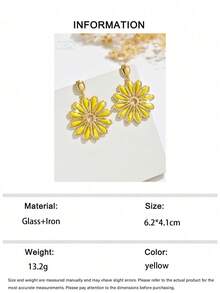OOQ 1对夏季波西米亚风雏菊吊坠耳环，时尚优雅饰品，适合日常搭配、旅行、海滩派对，也是送给朋友和爱人的礼物（手工串珠，颜色和数量随机） - 黃色 - 查看 6