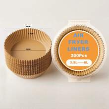 100/200片装空气炸锅内衬纸，一次性，未漂白，防油。适用于3.5升至6升容量的空气炸锅。烘焙纸。 - 棕色 - 查看 10