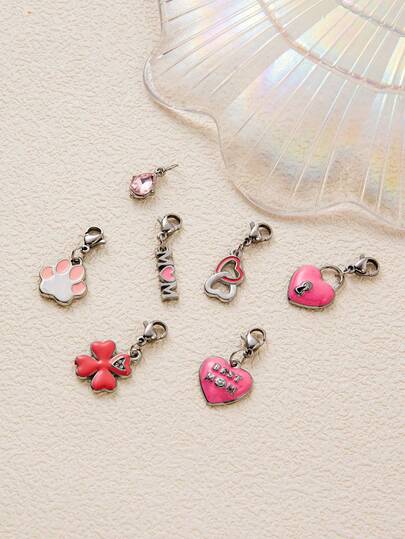 1pc INS Fashion Stainless Steel Heart Cat Paw Four-Leaf Clover MAMA Pendant. 18K Gold Vacuum Plated, Suitable For DIY Jewelry, Necklace, Bracelet Accessories, Earrings, Keychain, Bag Accessories, Women's Jewelry Accessories, Wallet Accessories, Stainless Steel Pendant, Gifts