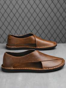 Men's Outdoor Sandals, Plus Size Casual Sports Sandals, Driving Shoes; Handmade Sandals - Brown - View 2
