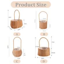 Handwoven Rattan Round Flower Basket, Suitable For Weddings, Valentine's Day, Parties, Events, Can Be Used As Centerpiece Decor Or Flower Vase - Flower Basket - View 4