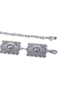 1pc Vintage 3D Carved Waist Chain, Suitable For Dresses, Jeans And Holiday Wear Halloween Fall, Autumn, Halloween - 銀色 - 查看 5