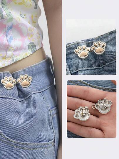 Bộ 2 chiếc đai nịt eo hình móng mèo, khóa cài điều chỉnh eo không cần may vá hay dụng cụ, phù hợp với quần jean, quần tây, váy, khóa cài bạc sáng bóng có thể tháo rời, phụ kiện ghim cài eo tái sử dụng cho nữ, nam, học sinh, nhân viên văn phòng.