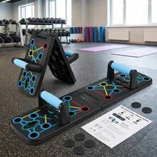 Foldable Push Up Board Multi-Functional Home Chest Muscle Training Assistant Portable Fitness Board With Non-Slip Handles Color-Coded Positions For Full Body Workout Strength Training Equipment - Black - View 1