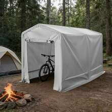 Easy Assembly Outdoor Peak Roof Storage Shed Spray Coated Steel PE Water Repellent Anti UV Anti Rust Storage Shelter Multifunctional Garage Tent For Bike Motorcycle Garden Tools Pool Supplies - Grey - View 3