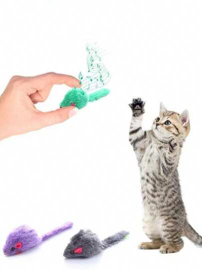 Interactive Cat Toy, Realistic Plush Mouse Cat Toy, Soft Plush, No Battery Required, Compact, Rainbow Mouse Cat Toy, Fun Interactive Game, Amusing Sound Cat Toy, Provides Hours Of Entertainment And Exercise, Allows Your Cat To Play Independently, Suitable For Cats Of All Sizes And Pet Supplies (Random Color)