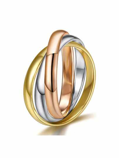 1 pieza Anillo de mujer de acero inoxidable de triple círculo de colores rotativos de moda y creativo, anillo Mobius, joyería antiansiedadmás vendida en anillo individual multicolor para mujer