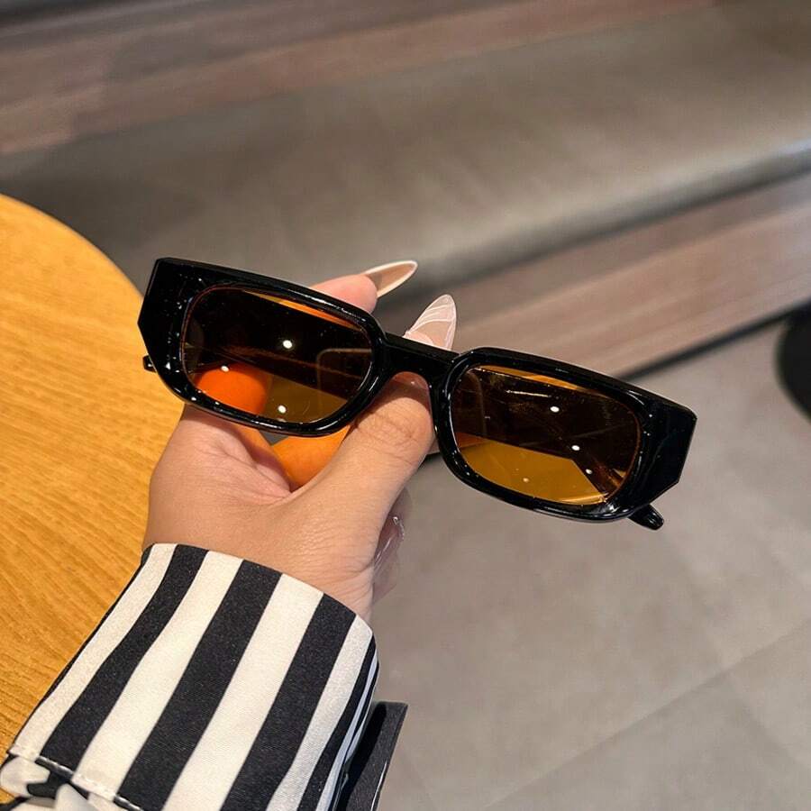 1 Pair Men's Black Oval PC Frame Retro Wide Leg Rivet Personality Street Style Vacation Fashion Fashion Glasses - Black - View 1