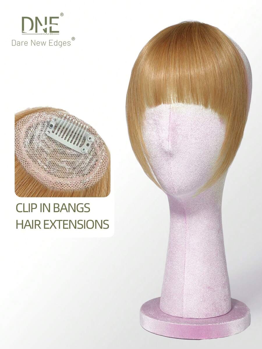 DNE HAIR Tóc mái kẹp 100% tóc thật, màu vàng caramel 27#, kiểu tóc mái có phần thái dương, tóc mái giả bằng tóc thật, trông tự nhiên, thích hợp cho phụ nữ/bé gái sử dụng hàng ngày. - S27 - Xem 1
