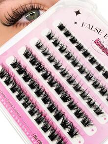 Rikuaild 60/120 sợi mi giả D Curl mềm mại, tự dính, dải trong suốt, kiểu mắt mèo, không cần keo, có thể tái sử dụng, thoải mái và dễ dùng cho người mới bắt đầu, mi tự dính, mi chùm, mi riêng lẻ, nối mi, mi đã dán sẵn, mi không cần keo. - D - Xem 4