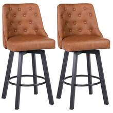 Ralex-chair Modern PU Bar Stool, 360° Rotating Bar Chair With Backrest, Suitable For Kitchens And Bars - Brown - View 6