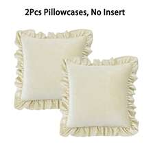 2pcs Ruffled Pillow Covers, Soft Velvet Decorative Cushion Covers, Solid Color Sofa Throw Pillow Cases, Suitable For Living Room, Bedroom, Home Decor (Inserts Not Included) - Light Grey - View 15