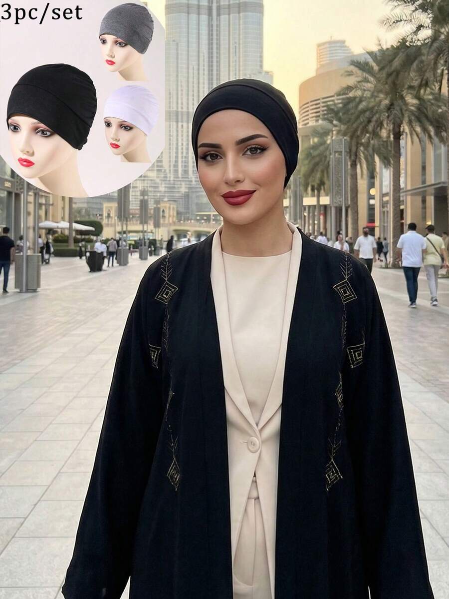 3 chiếc khăn trùm đầu Hijab dành cho phụ nữ Hồi giáo, khăn trùm đầu kiểu Ấn Độ cho người đang điều trị hóa trị. - Nhiều màu - Xem 1