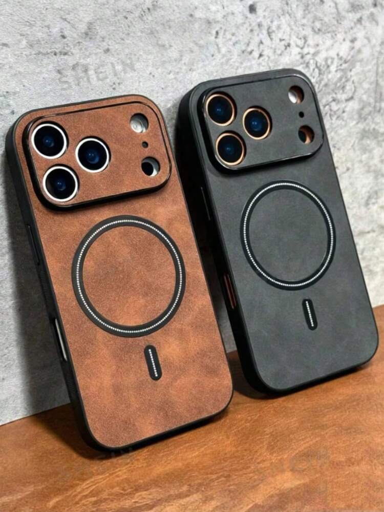 新款奢华仿皮磁吸防震手机壳，兼容 17/16/15/14/13/12/11 Pro Max Plus/Air/17 Pro/17 Pro Max，镜头保护，支持无线充电。 - 黑色 - 查看 2