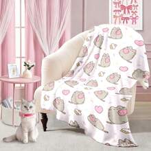 1pc P-Pusheens Cartoon Cat Plush Fleece Blanket - Soft All-Season Throw With Playful Cat & Heart Print, Multi-Use For Sofa, Bed, Office, Outdoor - Machine Washable, Perfect Gift For Friends & Family, Cute Blanket, Cozy Home, A Cozy Throw Blanket And Tapestry For Bedroom Decor. Soft Flannel Home Decor With Cross-Stitch Style, Perfect As Mothers Day Gift Or Teacher Appreciation Gifts. Ultra-Soft 280GSM Flannel For Couch, Bed, Dorm. Sizes 30x40 To 60x80. - Nhiều màu 26 - Xem 3