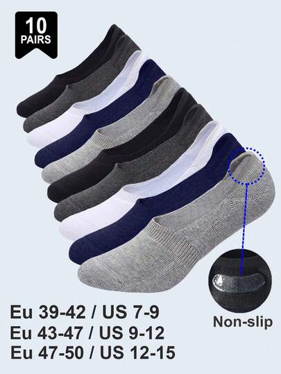 1/5/10 Paar Größe 47-50 Herren Unsichtbare Loafer Socken, Flach geschnittene atmungsaktive Lässig Socken, Rutschfestes Fersen-Design, geeignet für Sport oder täglichen Gebrauch