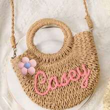 1pc Personalized Spring/Summer Fashion Straw Woven Bag, Handheld/Shoulder/Crossbody, Floral, Perfect For Party/Wedding/Bridesmaid Outfit, Gift For Her - Multicolor - View 21