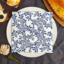 IOOJA 20/50pcs 2-Ply Unfolded Size 33*33cm Chinese Style Blue And White Porcelain Pattern Printed Party Napkins, Disposable Tissue Paper Suitable For Theme Parties, Essential For Company Events, Friends Gatherings - Multicolor - View 3