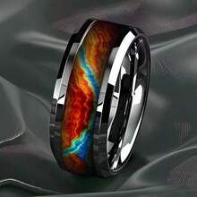 1 Pc Fashion Flame Gradient Color Pattern Stainless Steel Rings For Men/Women Anniversary Jewelry Accessories Fashion Men/Women Rings Birthday/Anniversary/Holiday Gifts For Him Everyday Jewelry - Silver - View 1