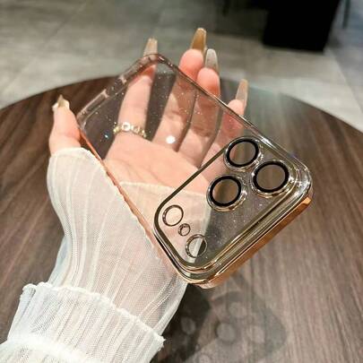 Sequins,Diamond Luxury Sequin Electroplated PC Transparent Phone Case, Suitable For IPhone 17 Pro Max 16 15 14 13 12 11 Pro Max, Shockproof Hard Back Cover