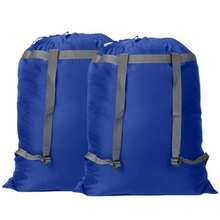 Paquete de 2 mochilas para la colada bolsa de lavandería resistente de 27 x 34 pulgadas con correas para el hombro cierre de cordón mochila de lavandería plegable resistente para la - Azul x 2 - Ver 1