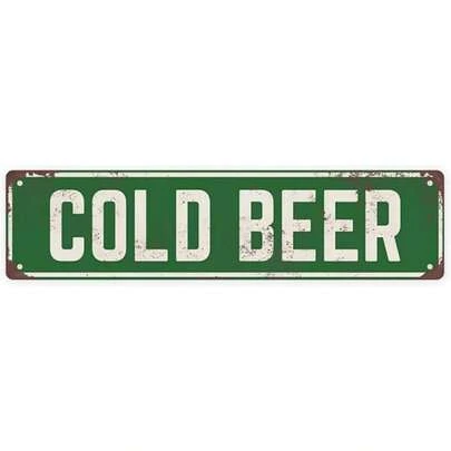 1 biển hiệu kim loại kiểu cổ điển "Ice Beer" - 10.16x40.64cm, màu xanh lá cây bạc hà, trang trí tường, phù hợp cho quầy bar tại nhà và phòng giải trí, dễ lắp đặt, trang trí phòng hoàn hảo.